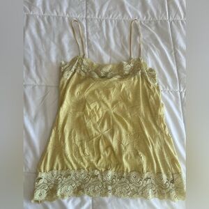 Vintage brand Lily White Yellow Lace Cami Top
